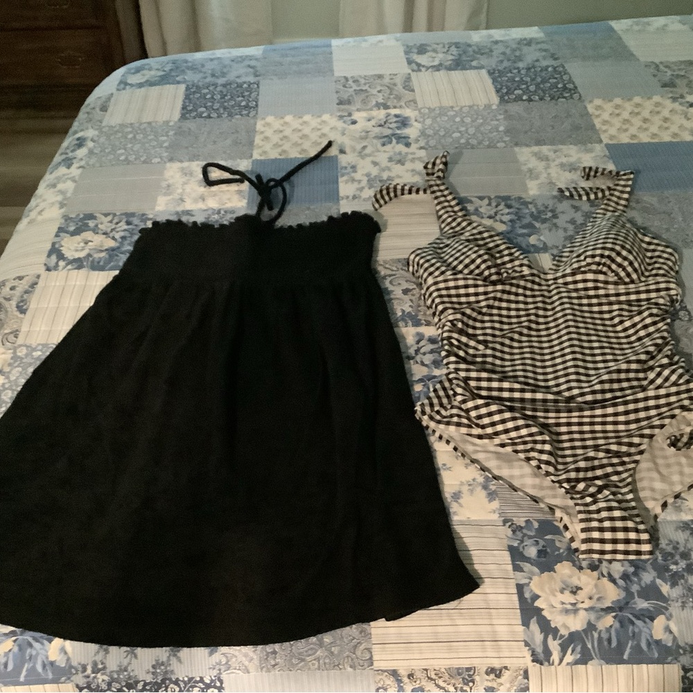 Black and White Gingham One Piece Swimsuit